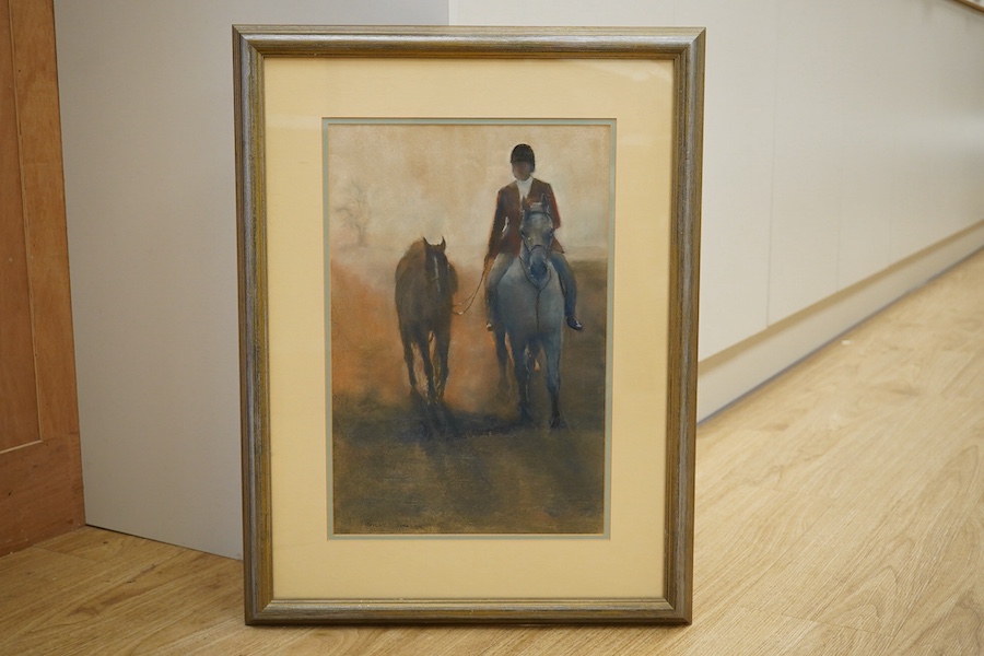 Pincus, pastel, Huntsman and horses, signed and dated June '00, 43 x 28cm. Condition - good